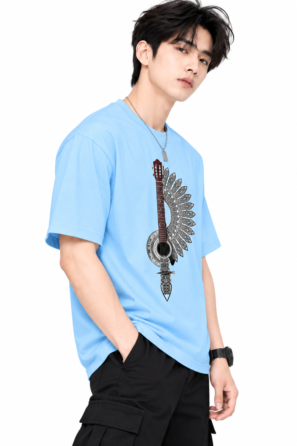 Attitude T-Shirts for Men | Guitar t shirt | Oversized Printed T-Shirt |  100% Pure Cotton T Shirt