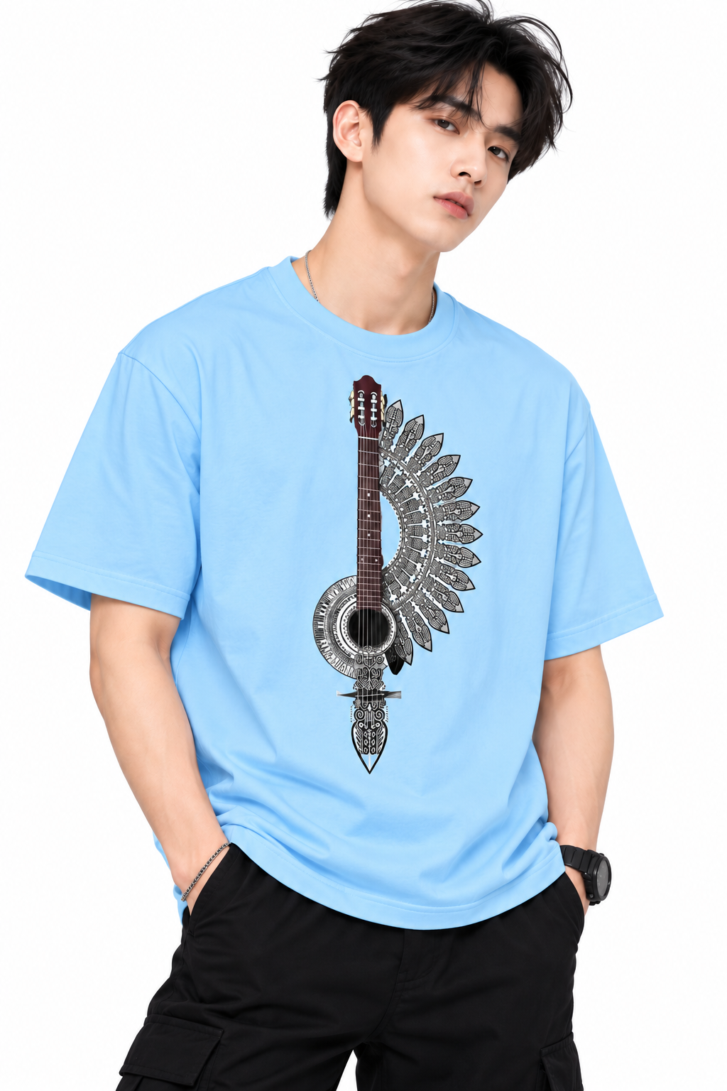 Attitude T-Shirts for Men | Guitar t shirt | Oversized Printed T-Shirt |  100% Pure Cotton T Shirt