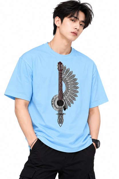 Attitude T-Shirts for Men | Guitar t shirt | Oversized Printed T-Shirt |  100% Pure Cotton T Shirt