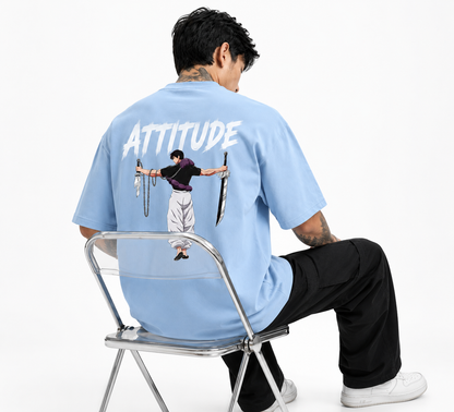 Attitude Oversized Anime Graphic T-Shirt for Men | Cotton Printed Tee Japanese Streetwear Style