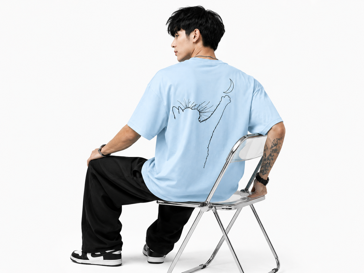 Attitude Oversized Anime Graphic T-Shirt for Men | Mens LoosE Fit Back Printed Oversized Tshirt