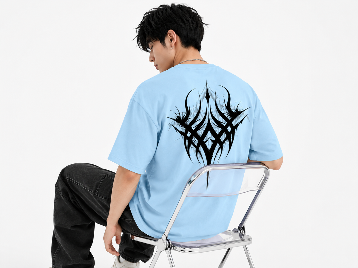 Attitude Men oversized anime gym Printed Crew Neck Oversized Fit Cotton T- Shirt