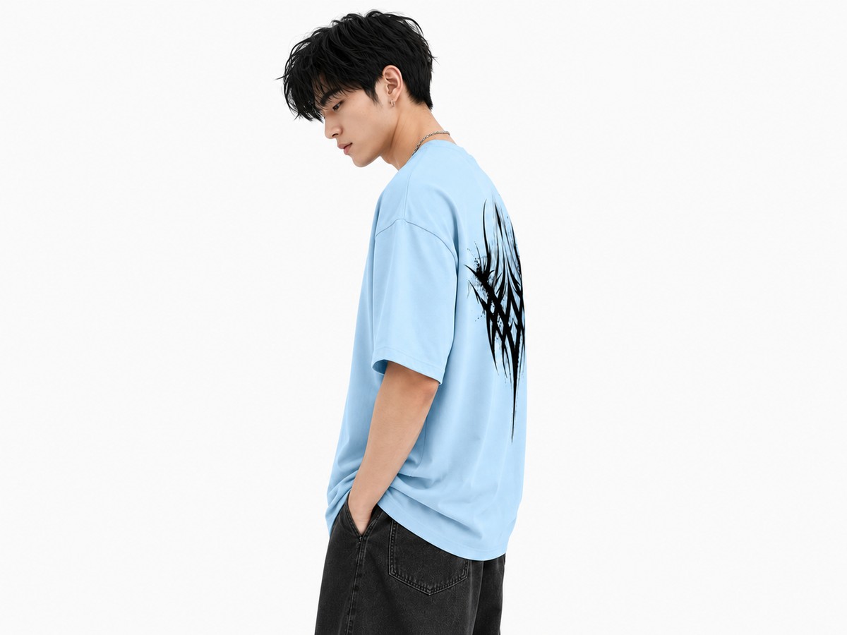 Attitude Men oversized anime gym Printed Crew Neck Oversized Fit Cotton T- Shirt