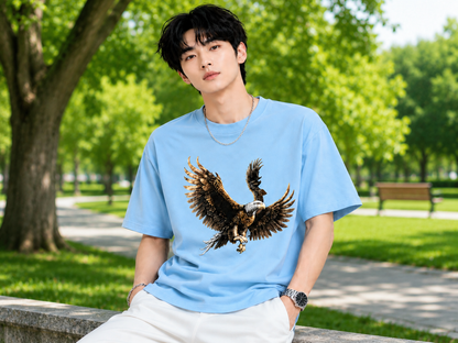 Attitude Eagle Graphic Oversized T-Shirt for Men