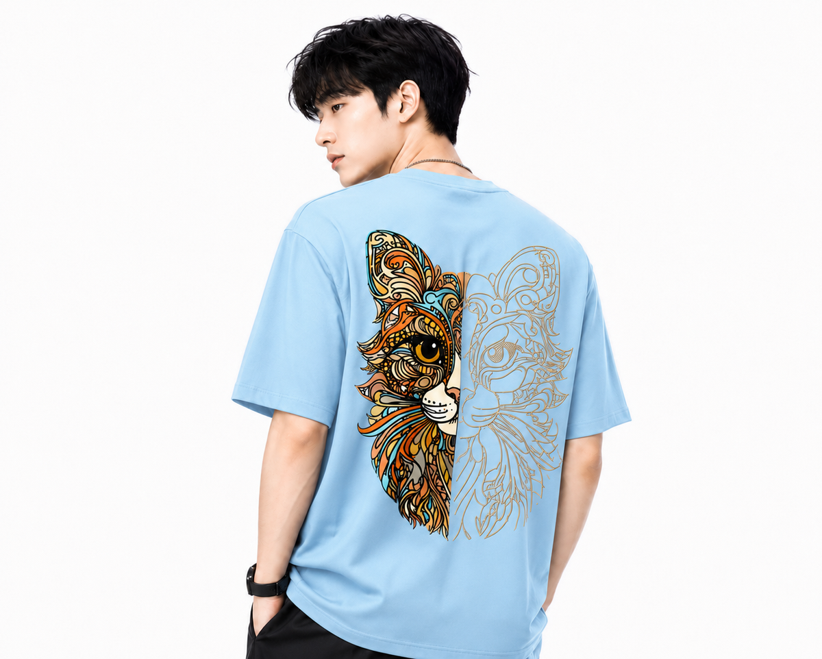 Attitude Cat Printed Oversized tshirt For Men| Trending T- Shirt