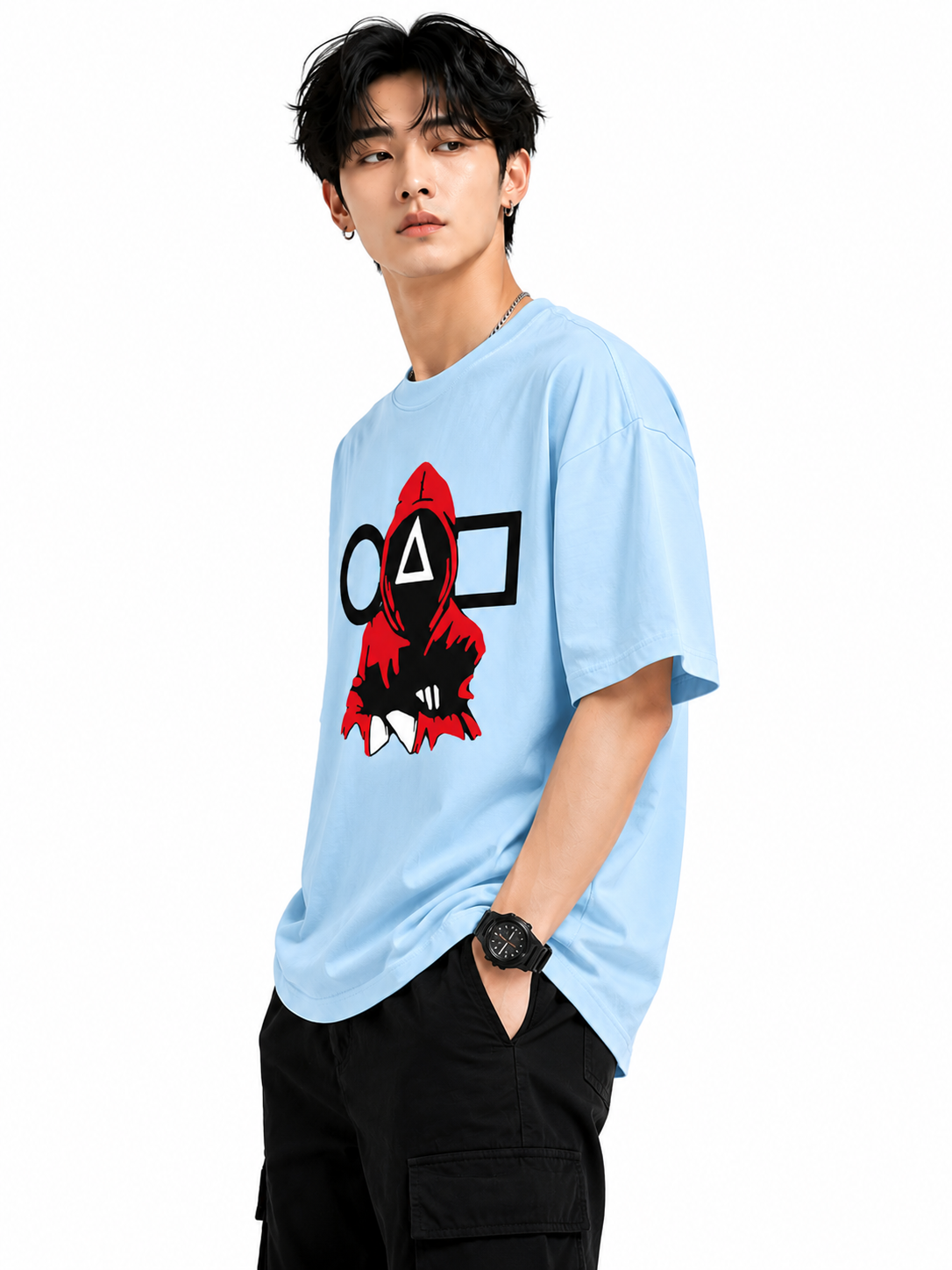 Attitude T-Shirts for Men | Oversized Squid Game Printed T-Shirt for Men | 100% Pure Cotton T Shirt
