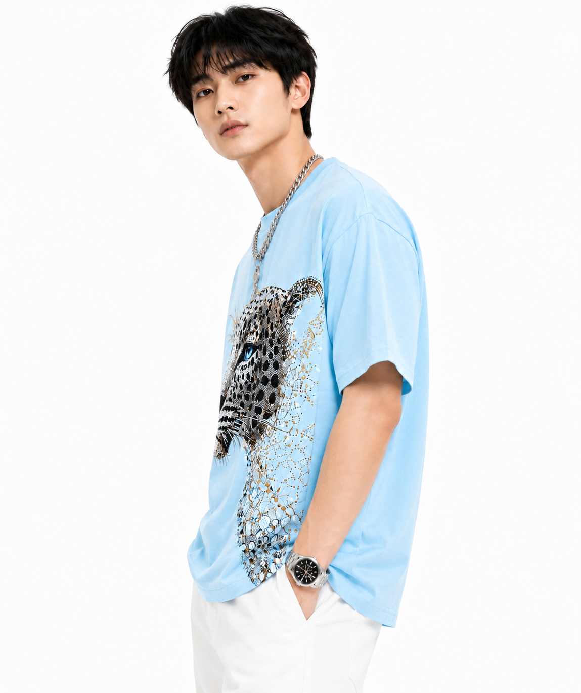 Attitude Men Tiger Warrior Oversized Black Tee | Anime T Shirt | Baggy T Shirt