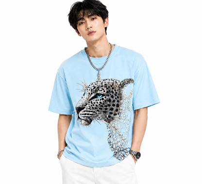 Attitude Men Tiger Warrior Oversized Black Tee | Anime T Shirt | Baggy T Shirt