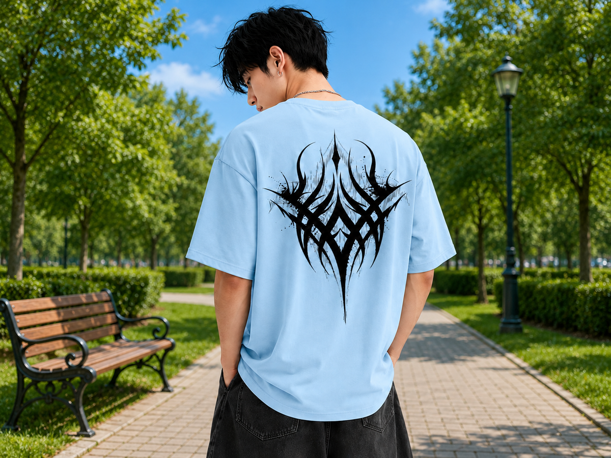 Attitude Men oversized anime gym Printed Crew Neck Oversized Fit Cotton T- Shirt