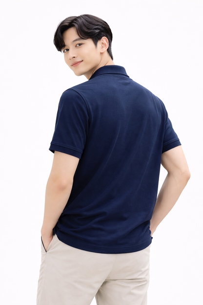 Attitude Start of Fashion Men’s Premium Navy Blue Polo T-Shirt – Classic Smart Casual Essential