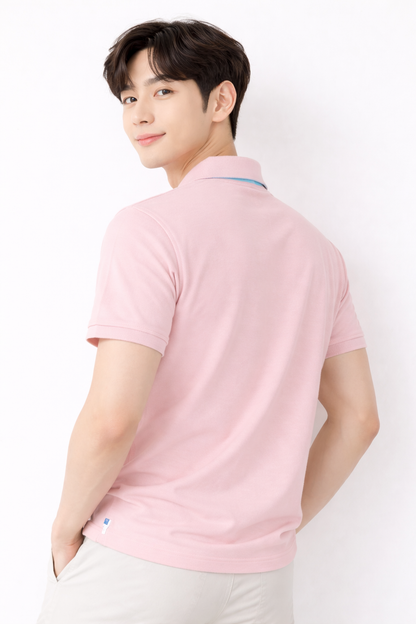 Attitude Start of Fashion Men Solid Pink Polo T-Shirt – Slim Fit Casual Wear