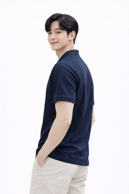 Attitude Start of Fashion Men’s Premium Navy Blue Polo T-Shirt – Classic Smart Casual Essential