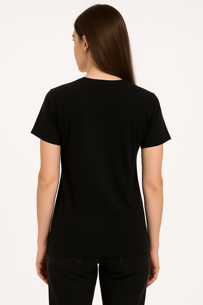 Attitude Start Of Fashion Women’s Black Sneakers Graphic T-Shirt – Minimal Line Art Casual Cotton Tee