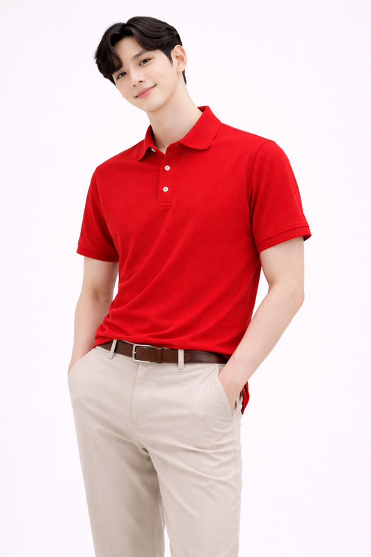 Attitude Start of Fashion Men’s Premium Red Polo T-Shirt – Bold Smart Casual Statement
