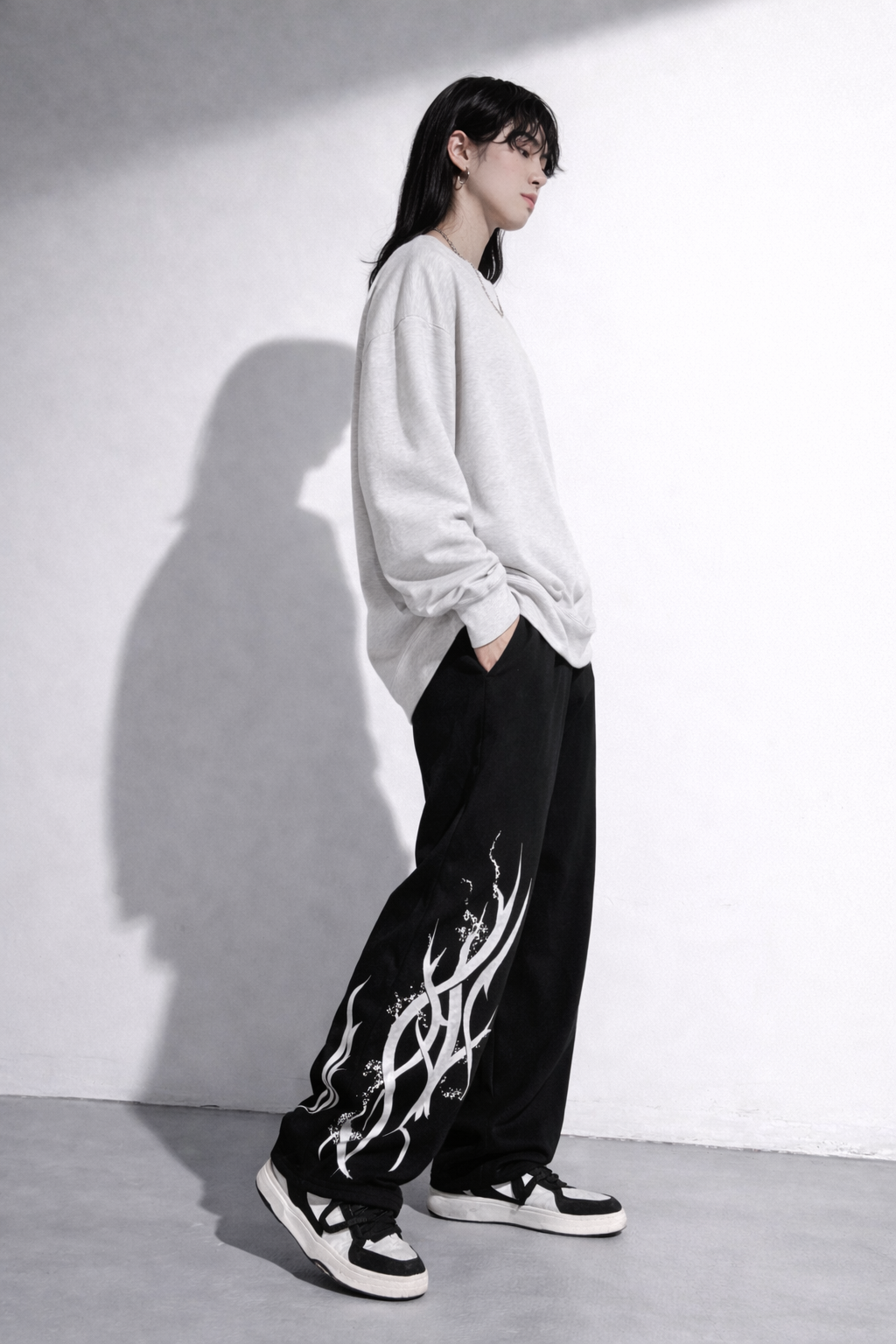 Attitude Start Of Fashion Street Style Tribal Flame Graphic Baggy Joggers