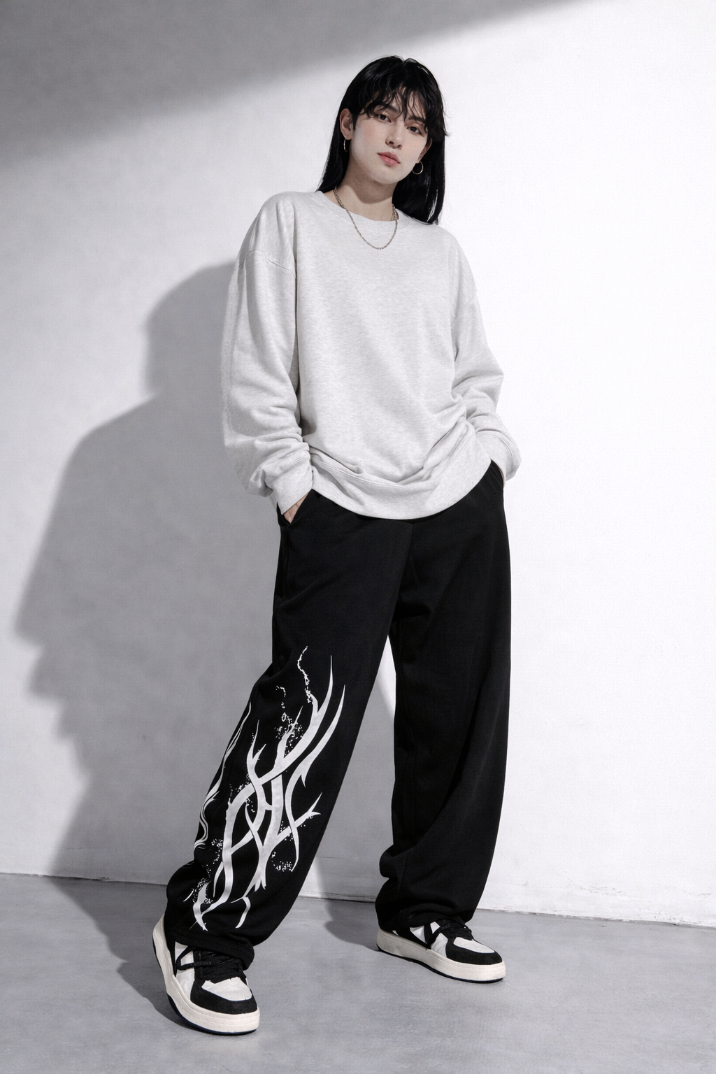 Attitude Start Of Fashion Street Style Tribal Flame Graphic Baggy Joggers