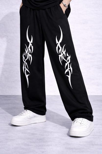 Attitude Start Of Fashion Men’s Black Tribal Print Loose Fit Baggy Pants