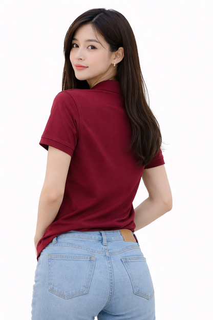 Attitude Start of Fashion Classic Maroon Polo T-Shirt for Women
