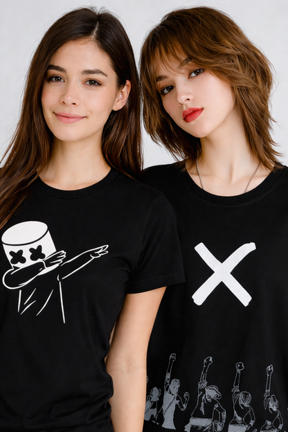 ATTITUDE START OF FASHION Women’s Black Graphic Printed T-Shirt – Trendy Streetwear Style