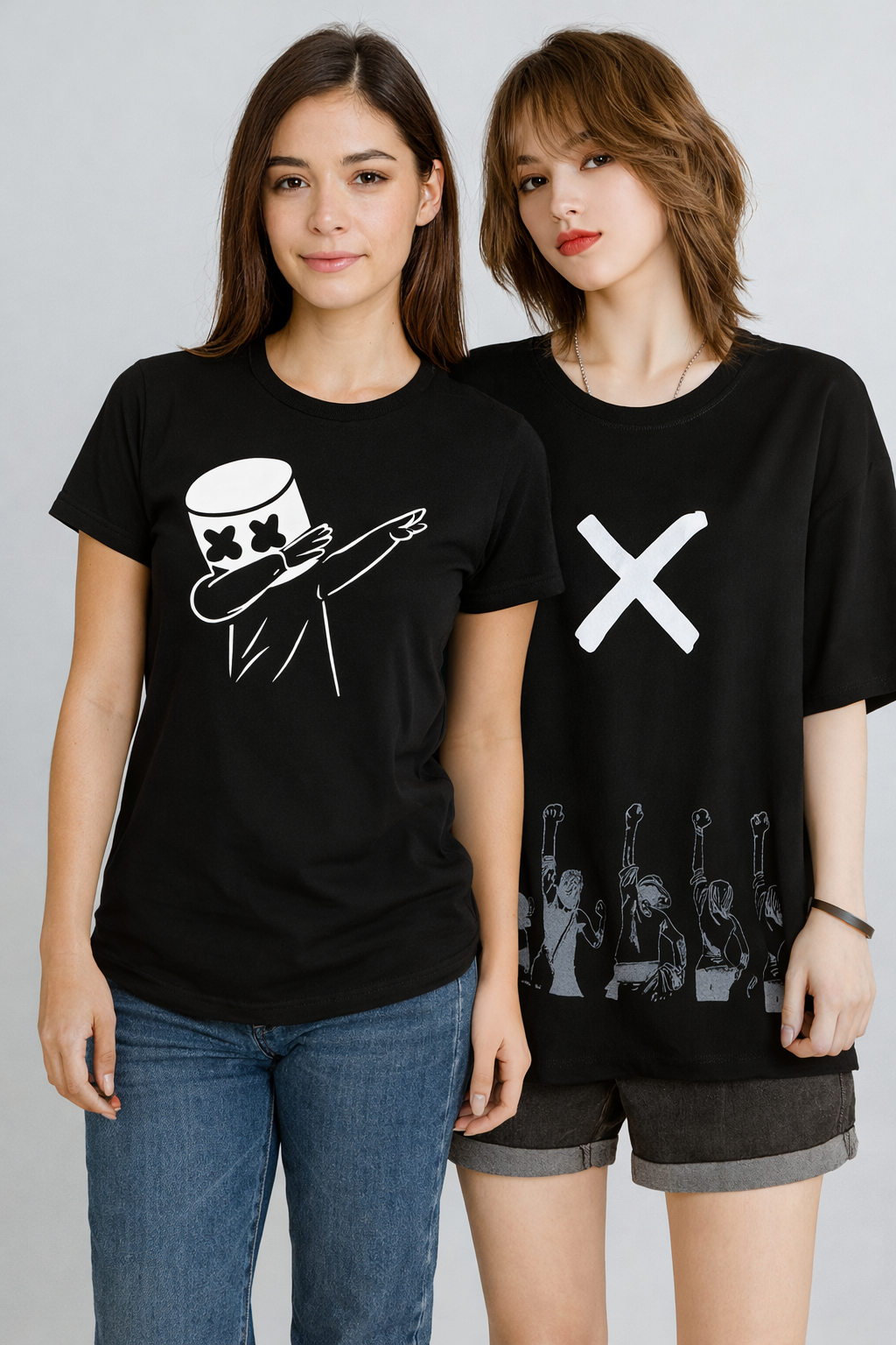 ATTITUDE START OF FASHION Women’s Black Graphic Printed T-Shirt – Trendy Streetwear Style