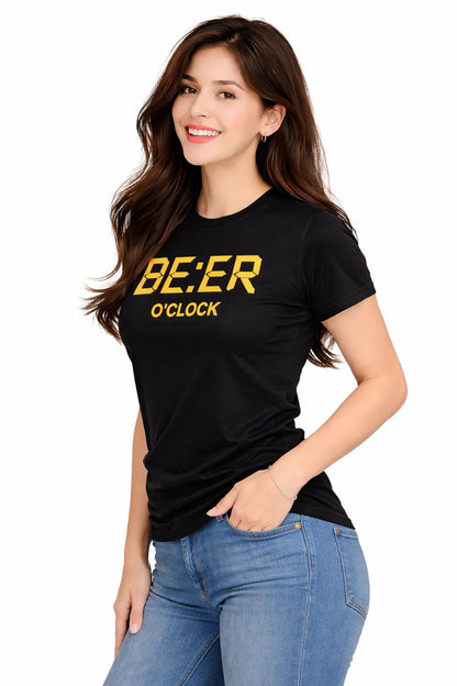 Attitude Start Of Fashion Women Black Graphic Print Cotton T-Shirt | Regular Fit Round Neck