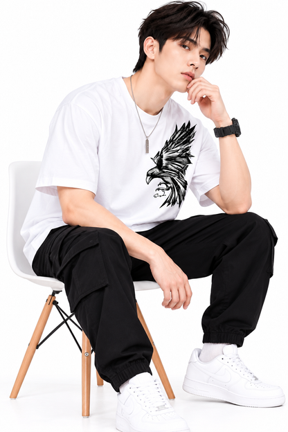 Attitude T-Shirts for Men | Eagle Printed | 100% Pure Cotton Oversized T Shirt | Trending