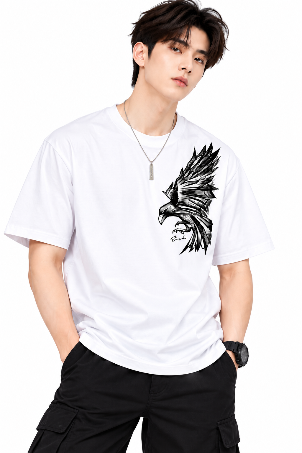Attitude T-Shirts for Men | Eagle Printed | 100% Pure Cotton Oversized T Shirt | Trending