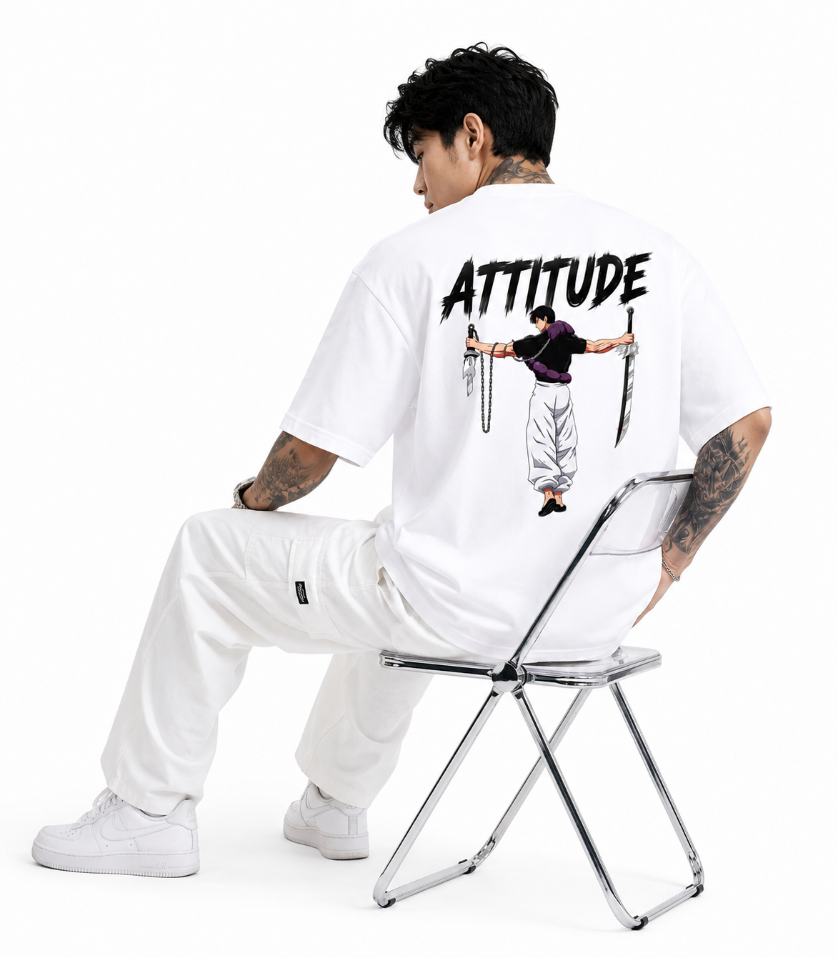Attitude Oversized Anime Graphic T-Shirt for Men | Cotton Printed Tee Japanese Streetwear Style
