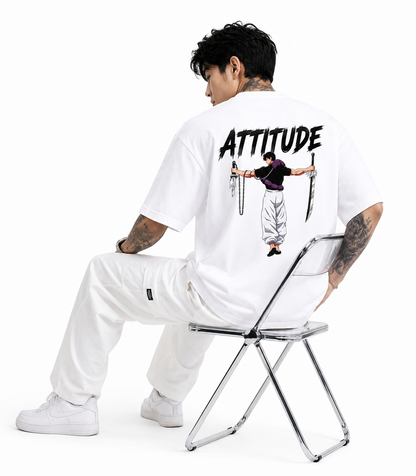 Attitude Oversized Anime Graphic T-Shirt for Men | Cotton Printed Tee Japanese Streetwear Style