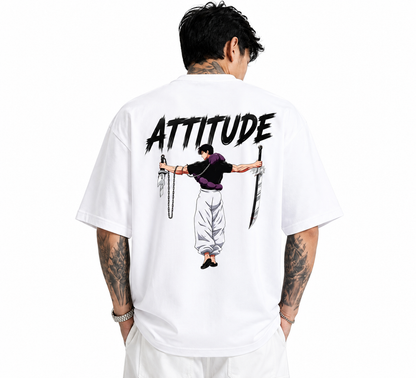Attitude Oversized Anime Graphic T-Shirt for Men | Cotton Printed Tee Japanese Streetwear Style