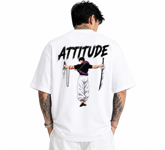 Attitude Oversized Anime Graphic T-Shirt for Men | Cotton Printed Tee Japanese Streetwear Style
