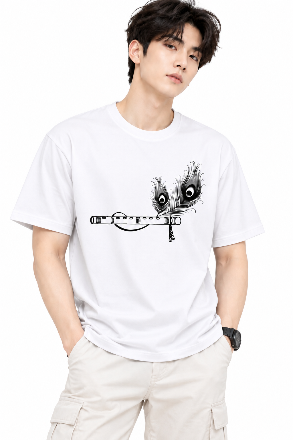 Attitude T-Shirts for Men | India's Number one Trending Brand | Murli Printed | 100% Pure Cotton Oversized Printed Tee