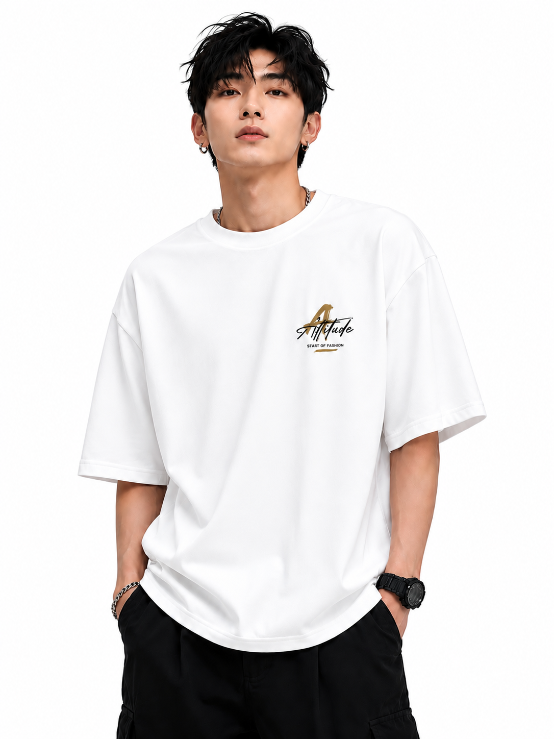 Attitude Men's Slogan Printed T-Shirt | Premium Cotton Casual Round Neck Tee for Men