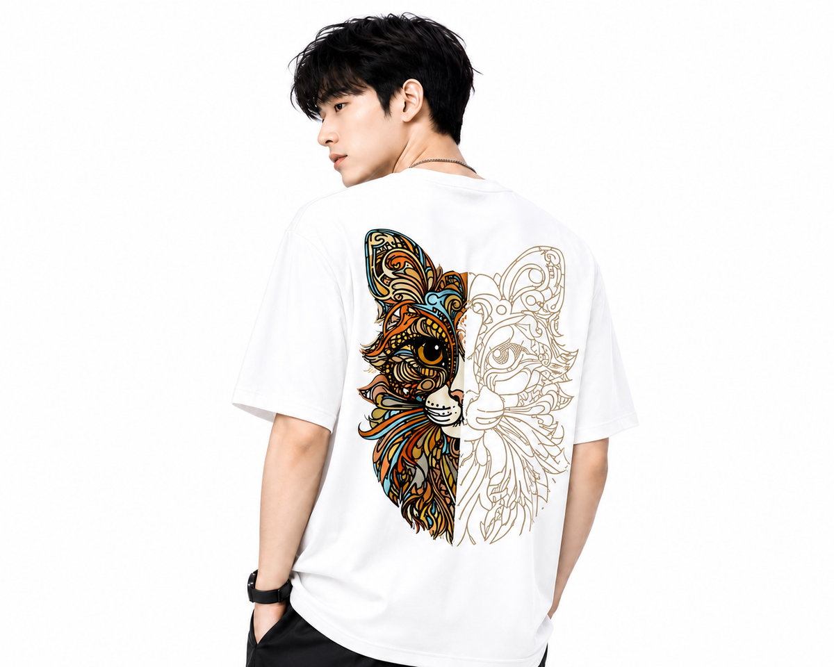 Attitude Cat Printed Oversized tshirt For Men| Trending T- Shirt