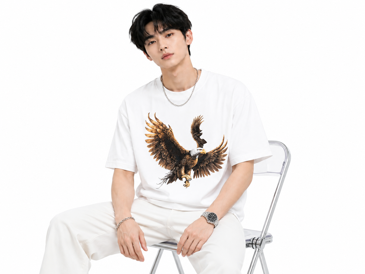 Attitude Eagle Graphic Oversized T-Shirt for Men