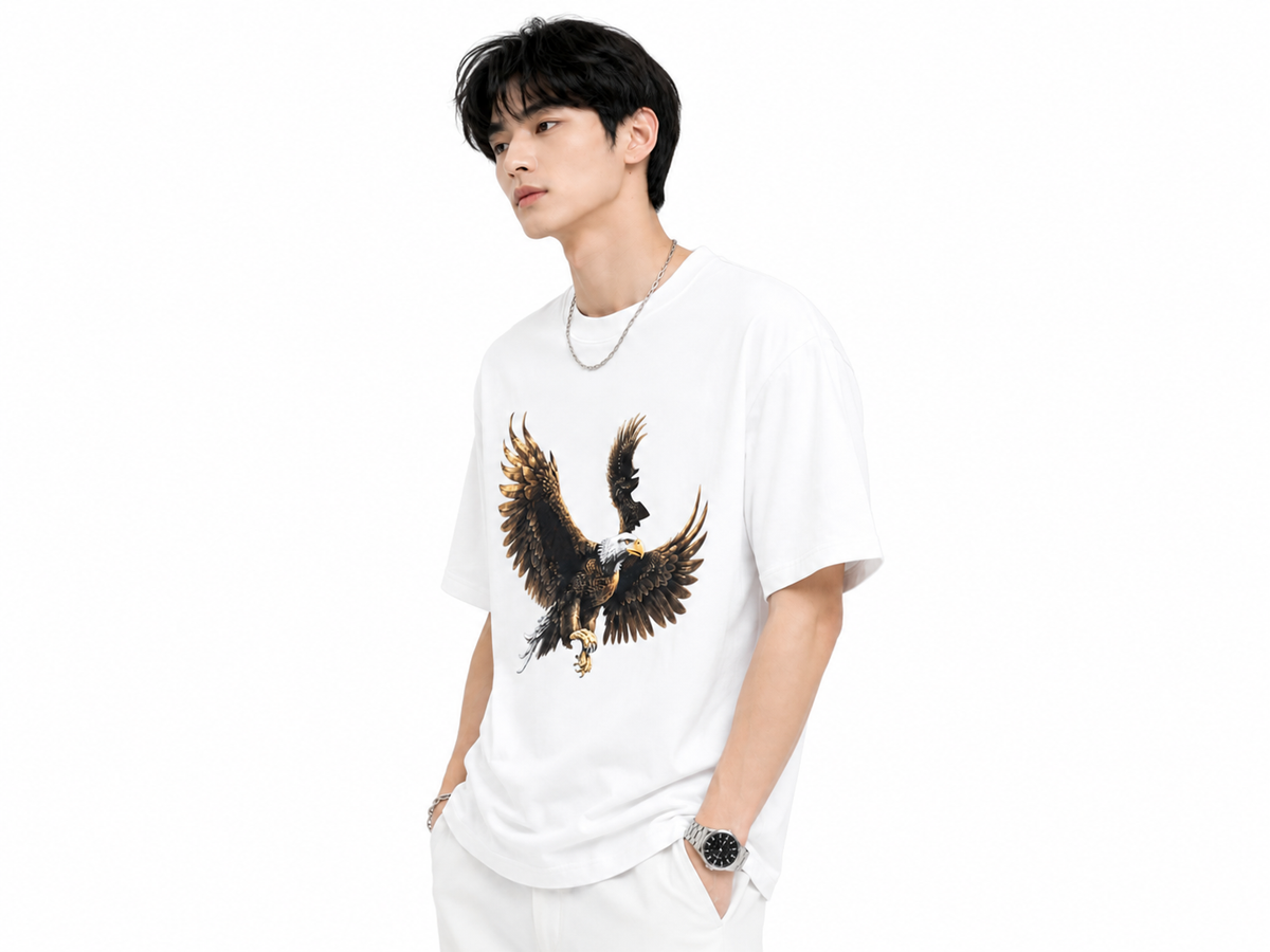 Attitude Eagle Graphic Oversized T-Shirt for Men