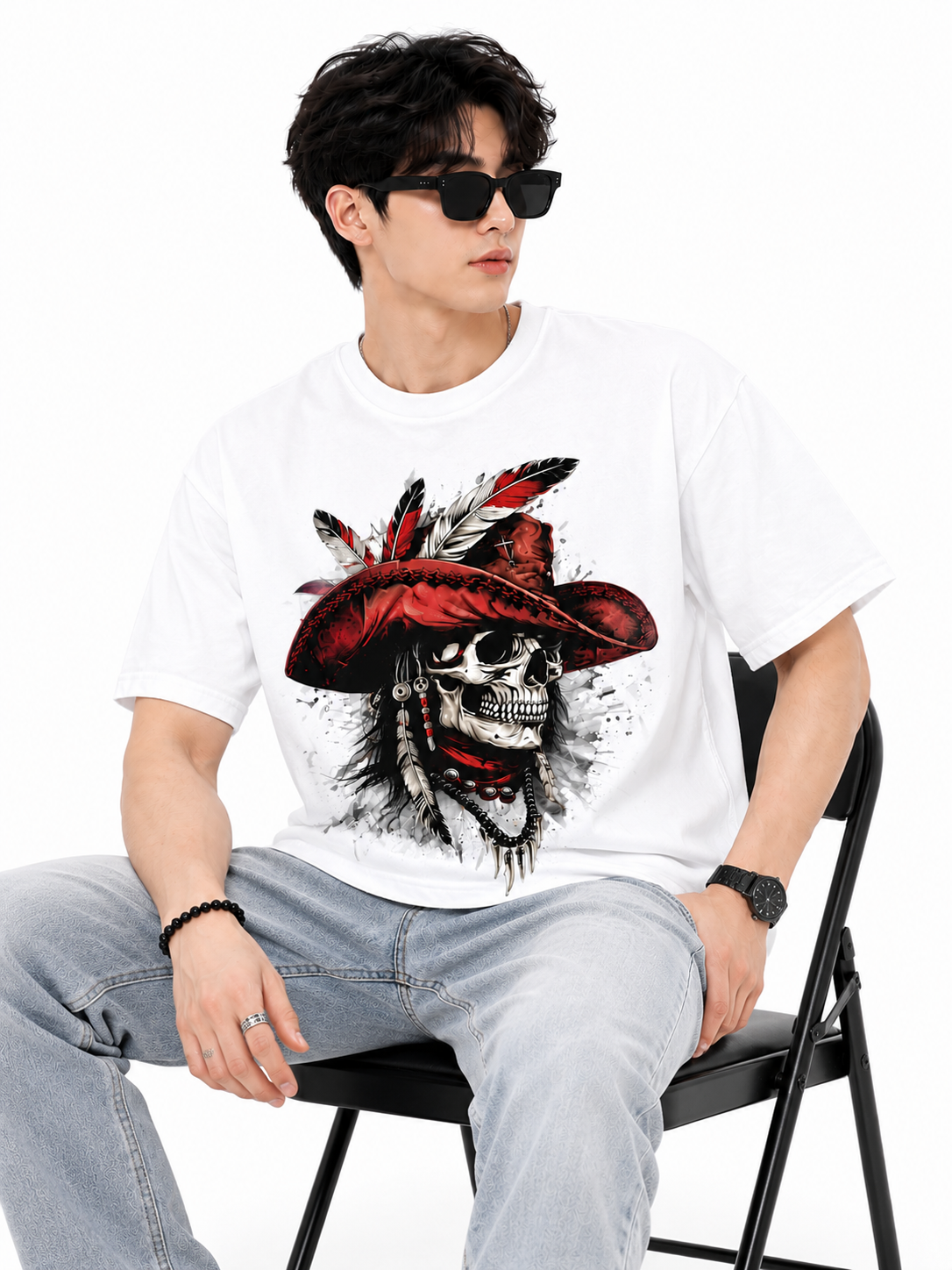 Attitude Men's Skull Graphic Printed  T-Shirt | Premium Cotton Casual Round Neck Tee for Men