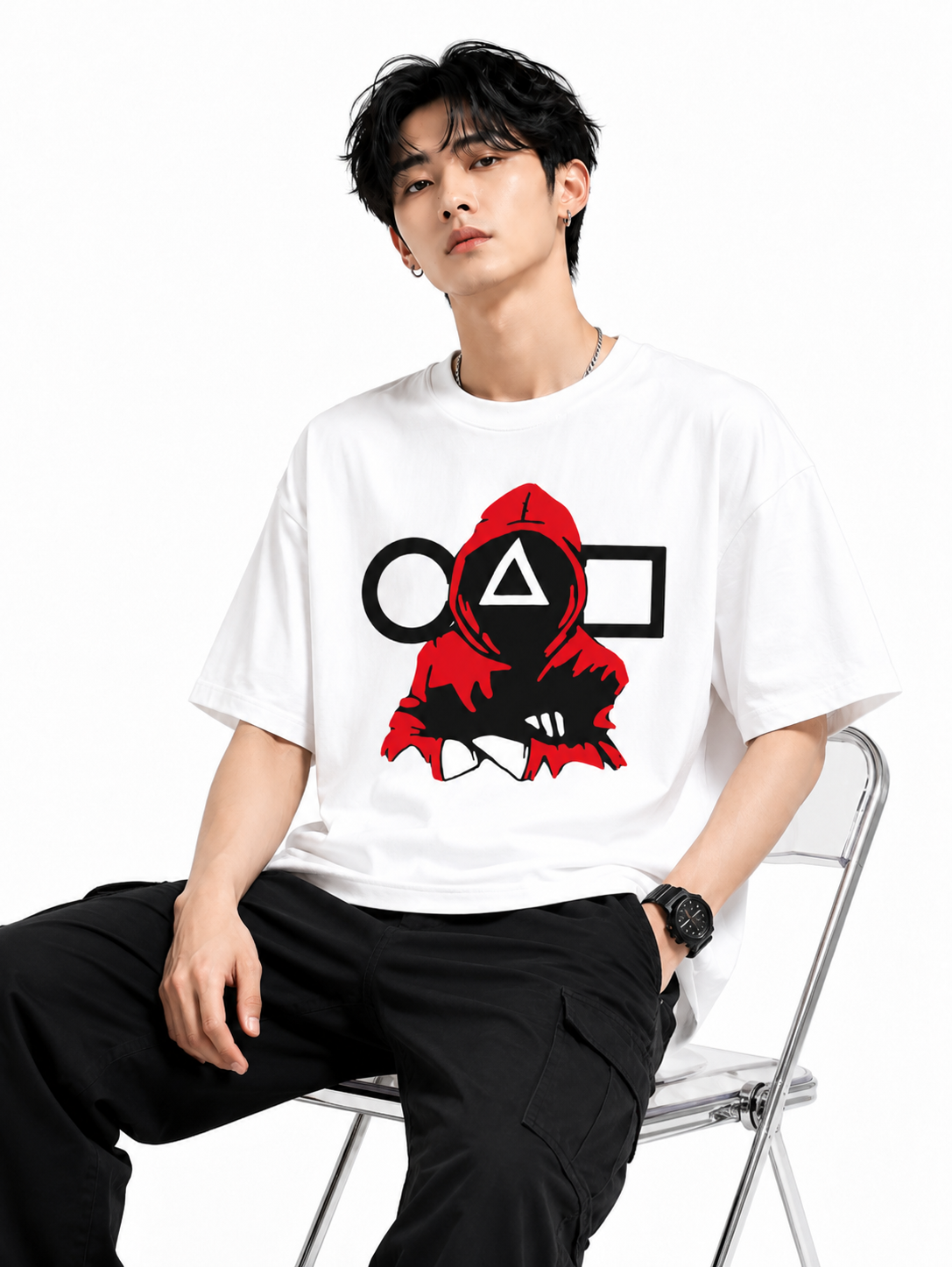 Attitude T-Shirts for Men | Oversized Squid Game Printed T-Shirt for Men | 100% Pure Cotton T Shirt