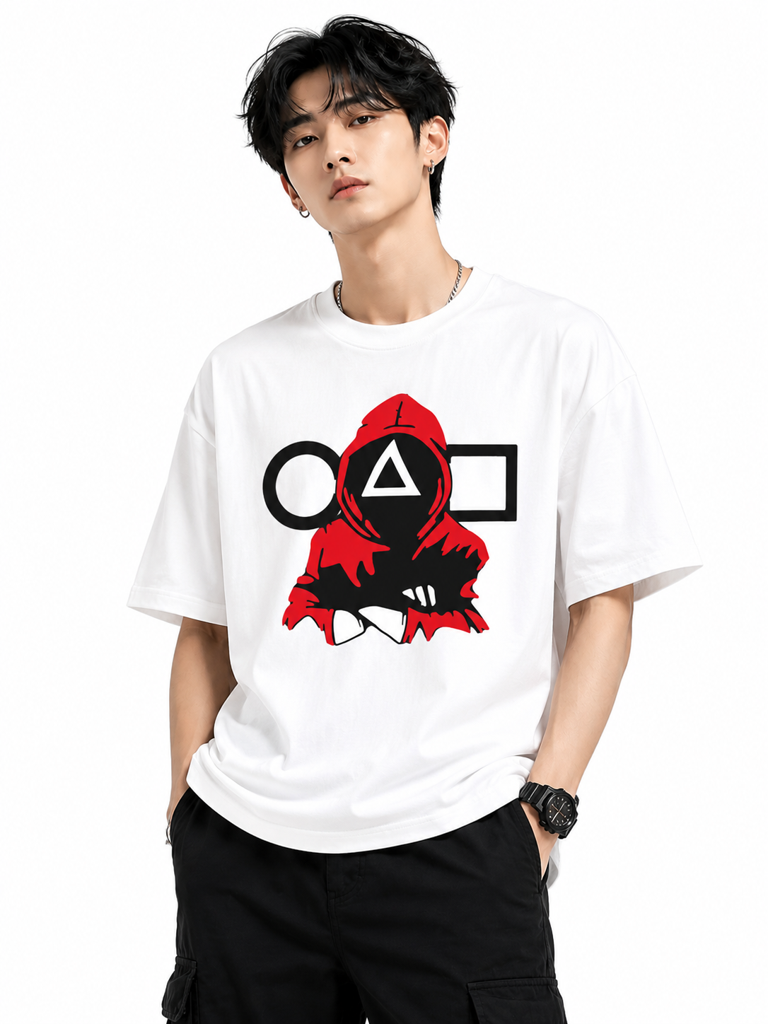 Attitude T-Shirts for Men | Oversized Squid Game Printed T-Shirt for Men | 100% Pure Cotton T Shirt
