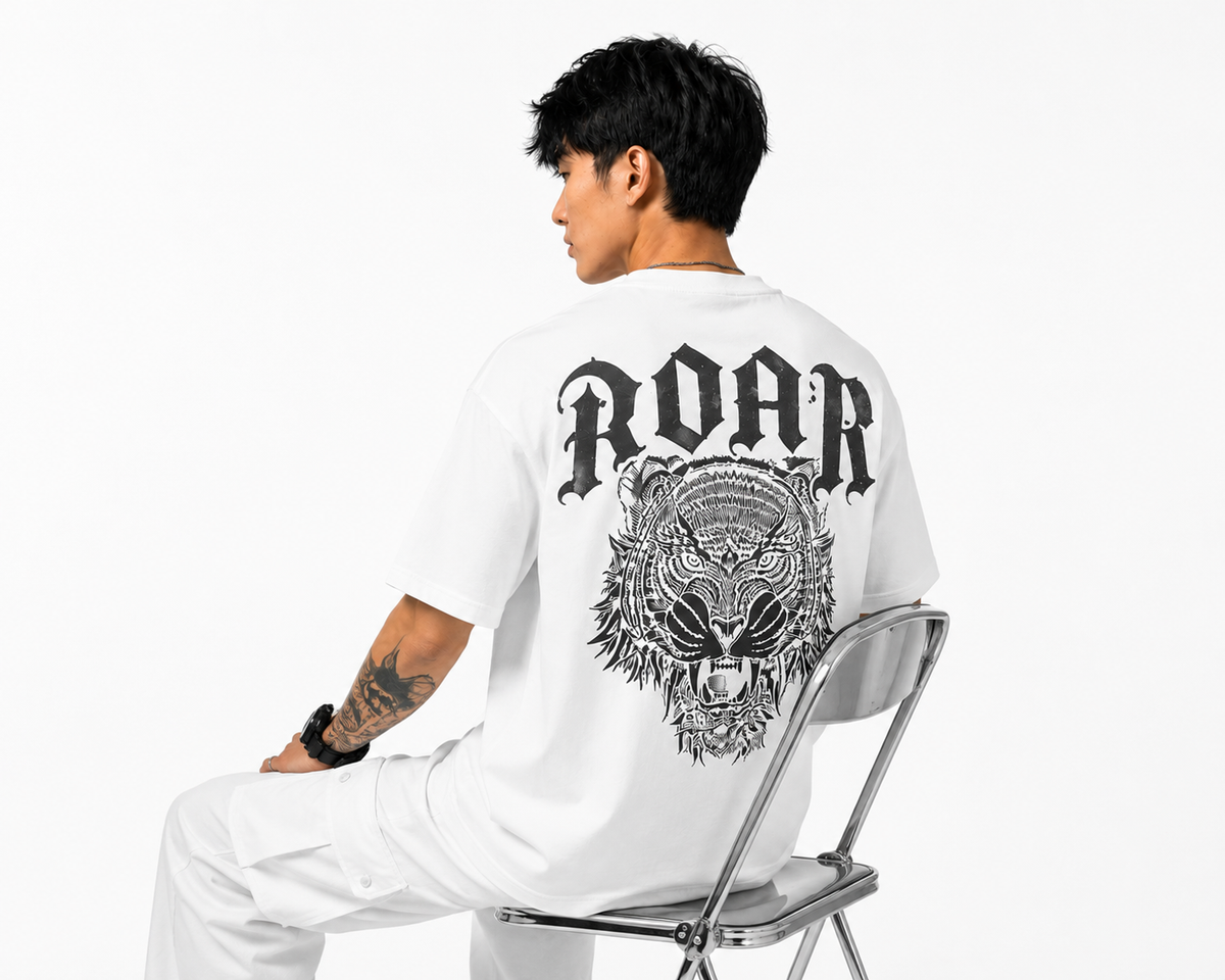 Attitude Men Printed Oversized Fit Cotton T- Shirt