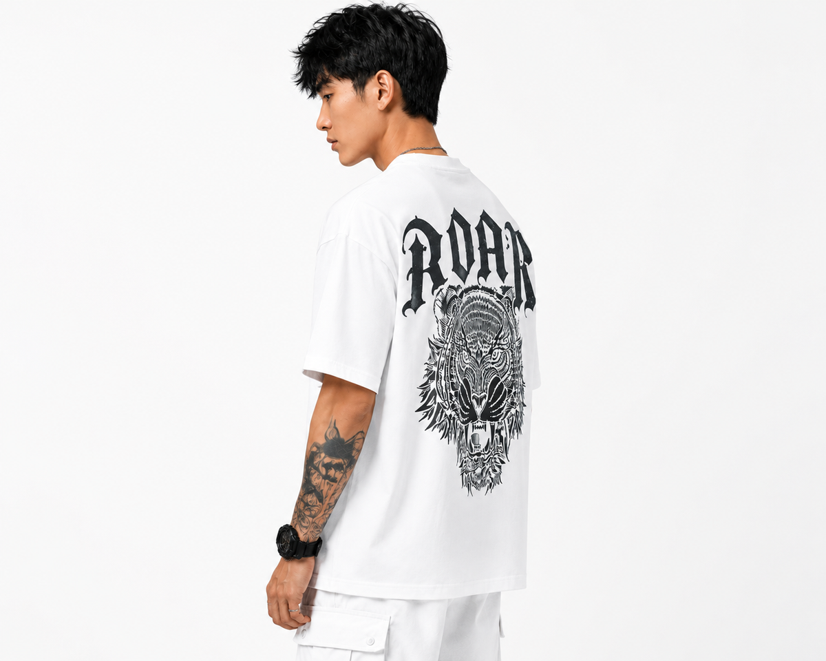 Attitude Men Printed Oversized Fit Cotton T- Shirt