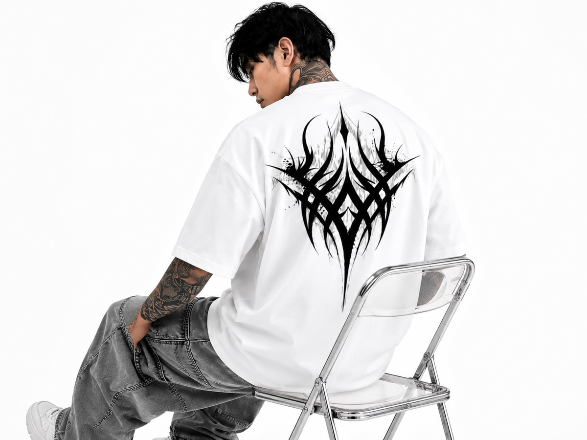 Attitude Men oversized anime gym Printed Crew Neck Oversized Fit Cotton T- Shirt