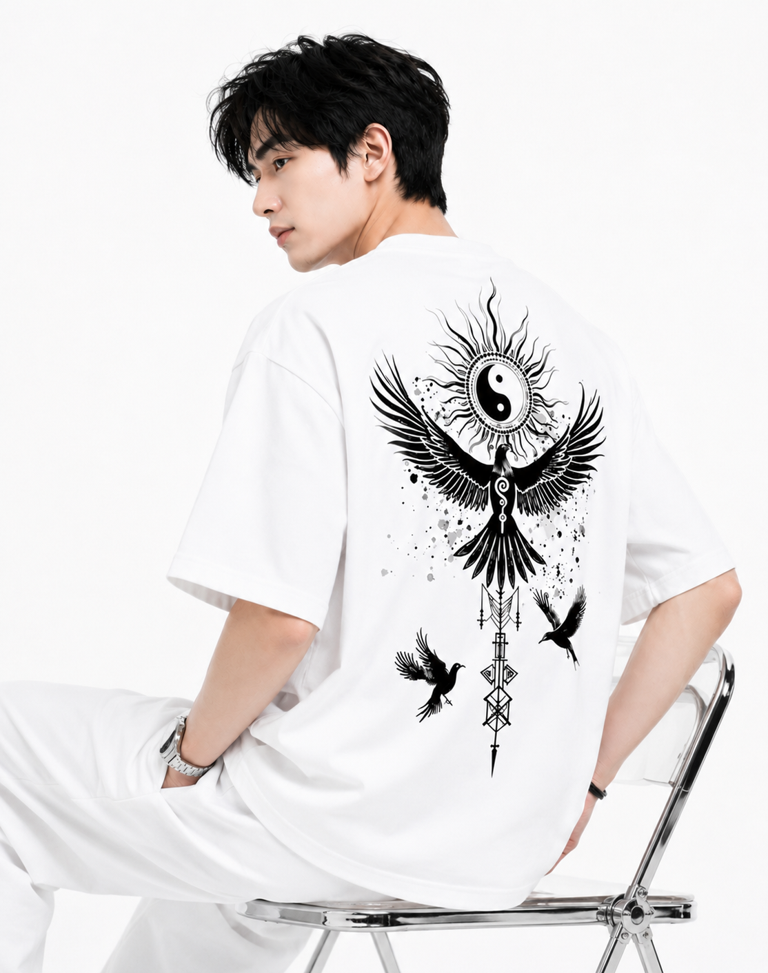 Attitude Start Of Fashion tshirt for men oversized Anime Bird Printed T shirt