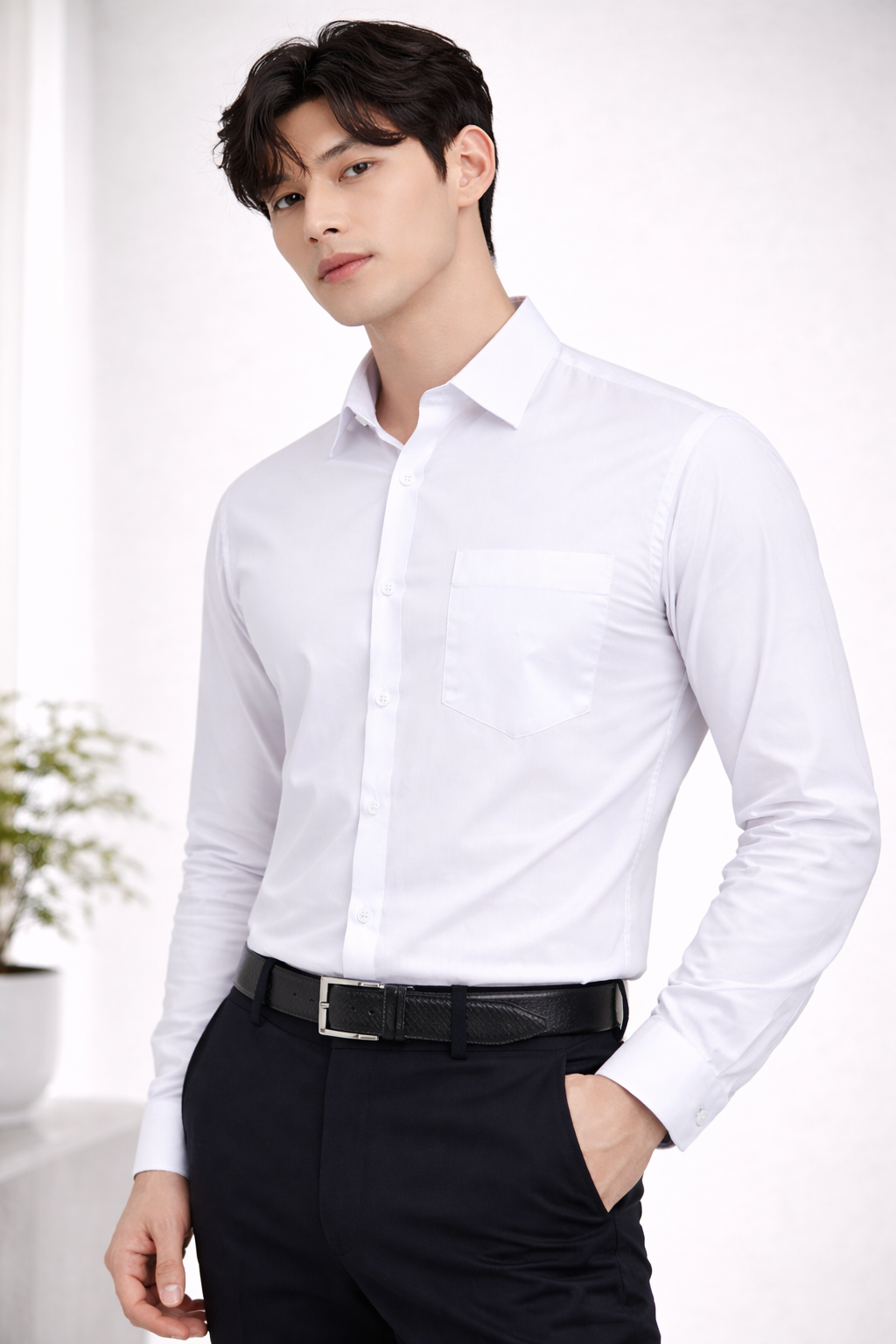 Attitude Start of Fashion Men’s Classic White Slim Fit Formal Shirt