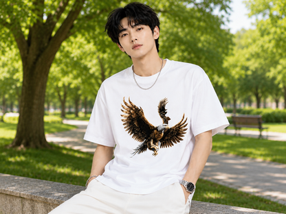 Attitude Eagle Graphic Oversized T-Shirt for Men
