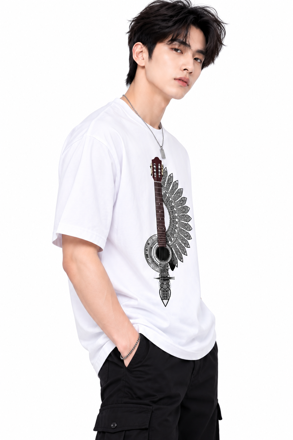 Attitude T-Shirts for Men | Guitar t shirt | Oversized Printed T-Shirt |  100% Pure Cotton T Shirt