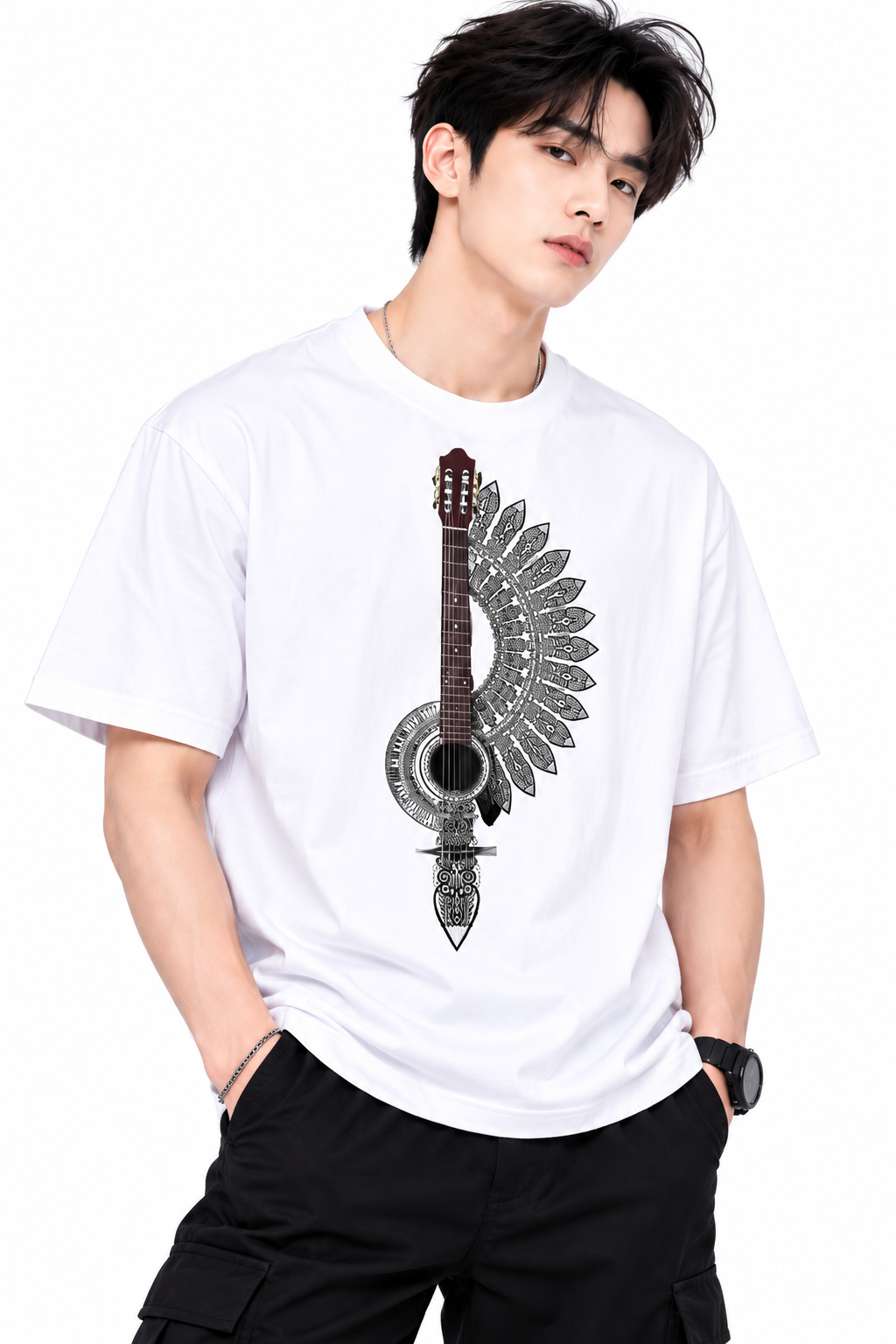 Attitude T-Shirts for Men | Guitar t shirt | Oversized Printed T-Shirt |  100% Pure Cotton T Shirt