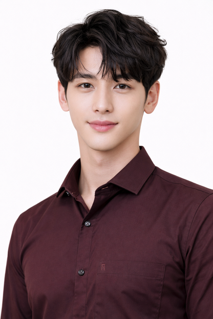 Attitude Start of Fashion Men’s Premium Wine Slim Fit Formal Shirt