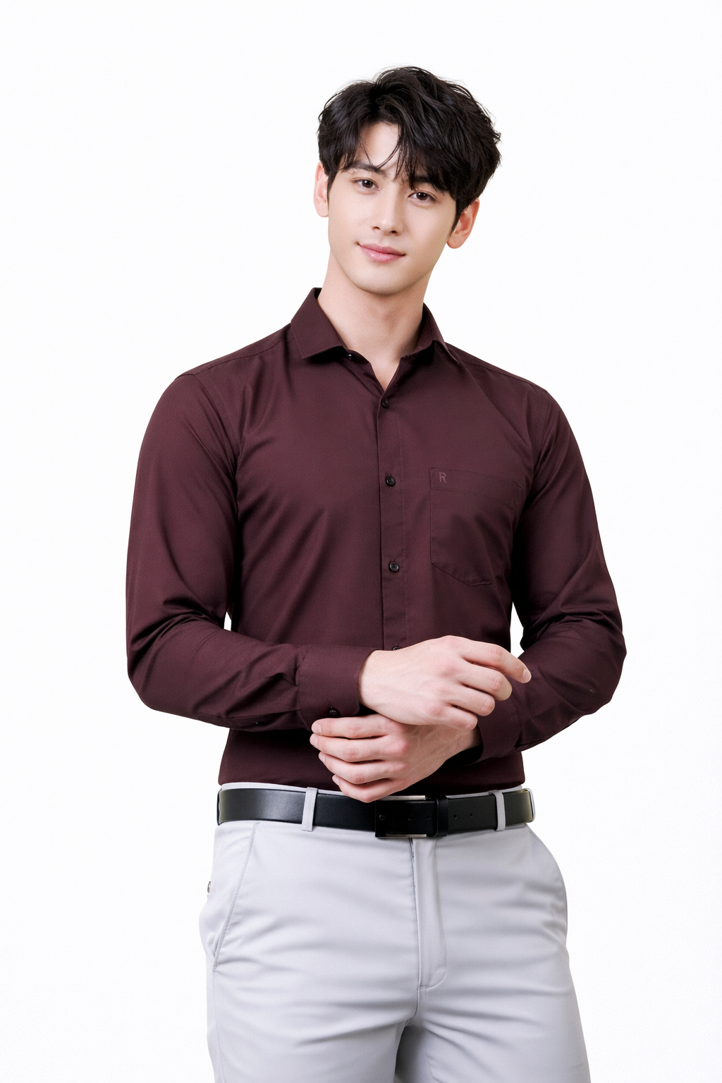 Attitude Start of Fashion Men’s Premium Wine Slim Fit Formal Shirt