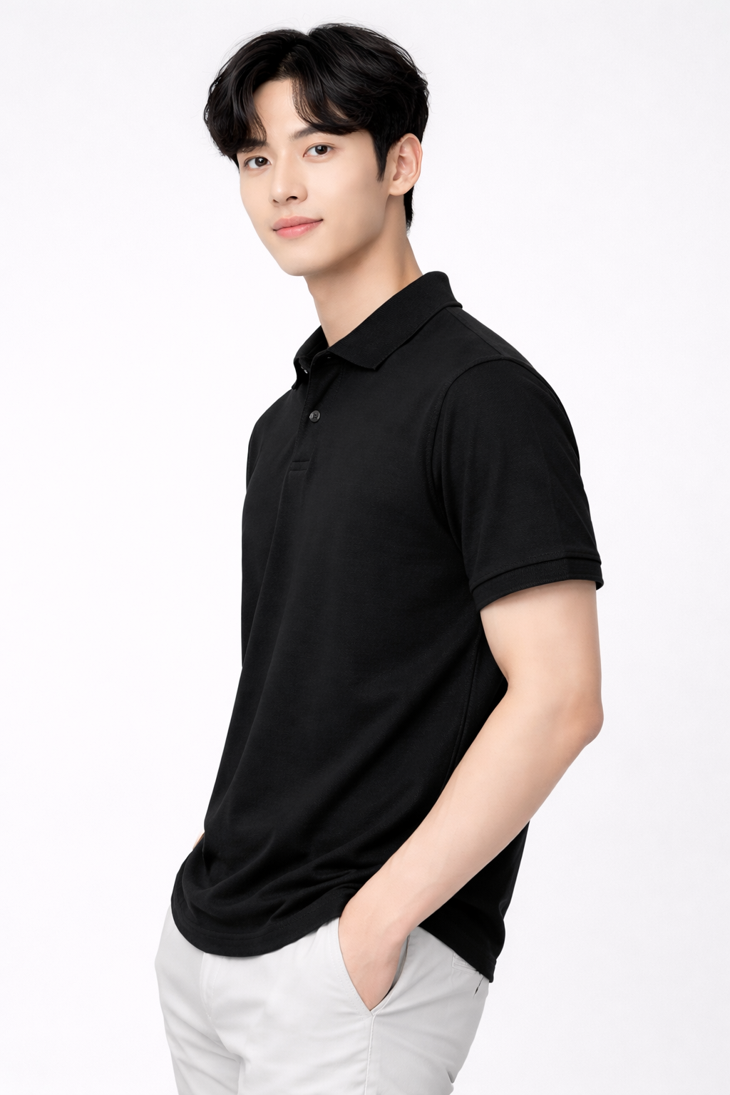 Attitude Start of Fashion Men’s Solid Black Premium Polo T-Shirt